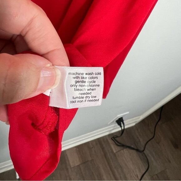 Lane Bryant Womens Size 20 Cold Shoulder Blouse Red Ruffle Long Sleeve Shirt - Picture 6 of 9